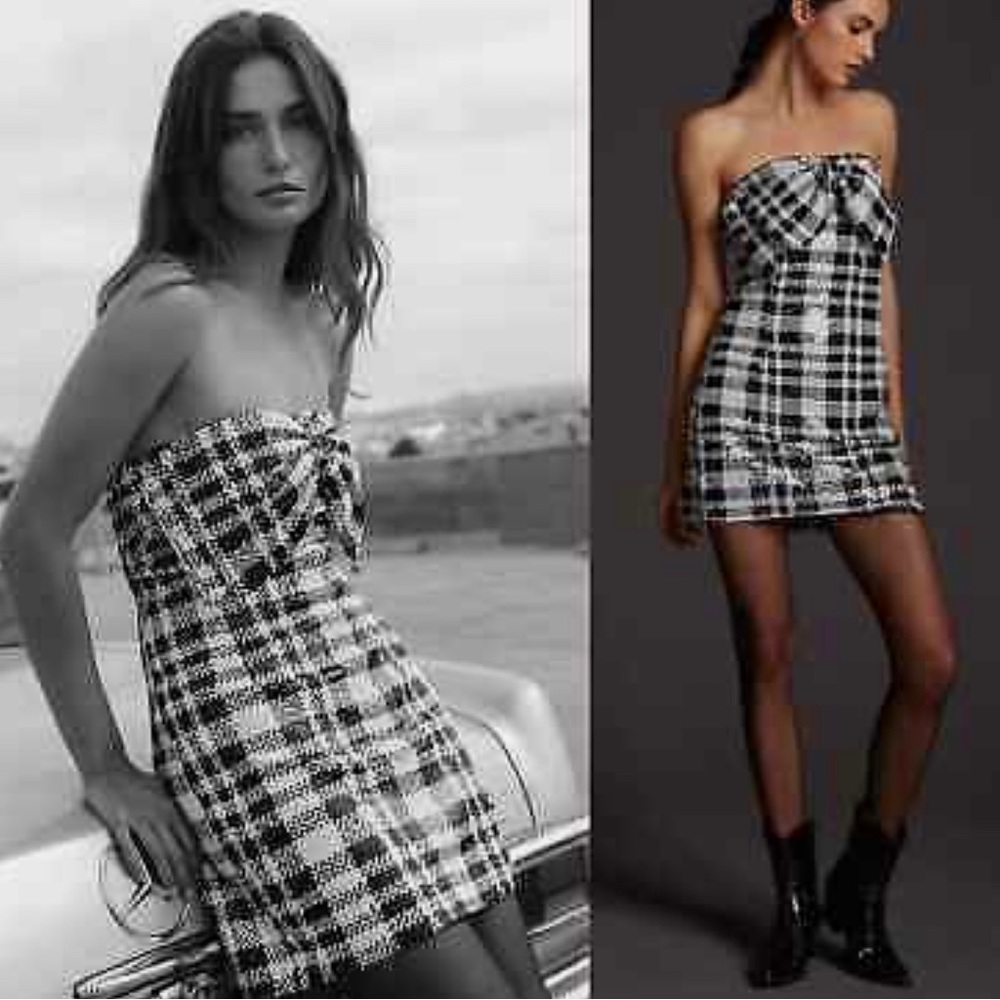 Eva Franco Sequined Plaid Mini Dress 12 new